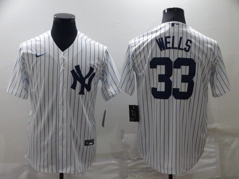 Men New York Yankees #33 Wells White Strip Game 2022 Nike MLB Jersey